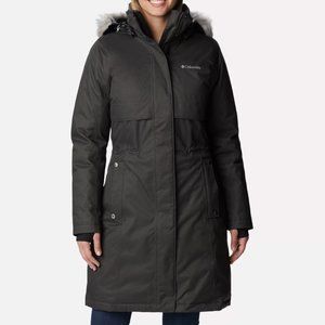 EUC Columbia Sportswear Women’s Long Down Winter Jacket, Charcoal Black, Small